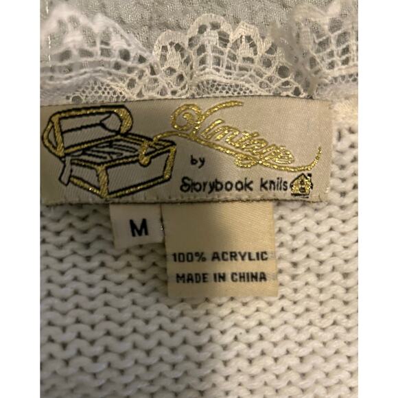 Vintage by Storybook Knits Lace Trim Coquette  Sweater M FairyBoho Cottage - Picture 6 of 11